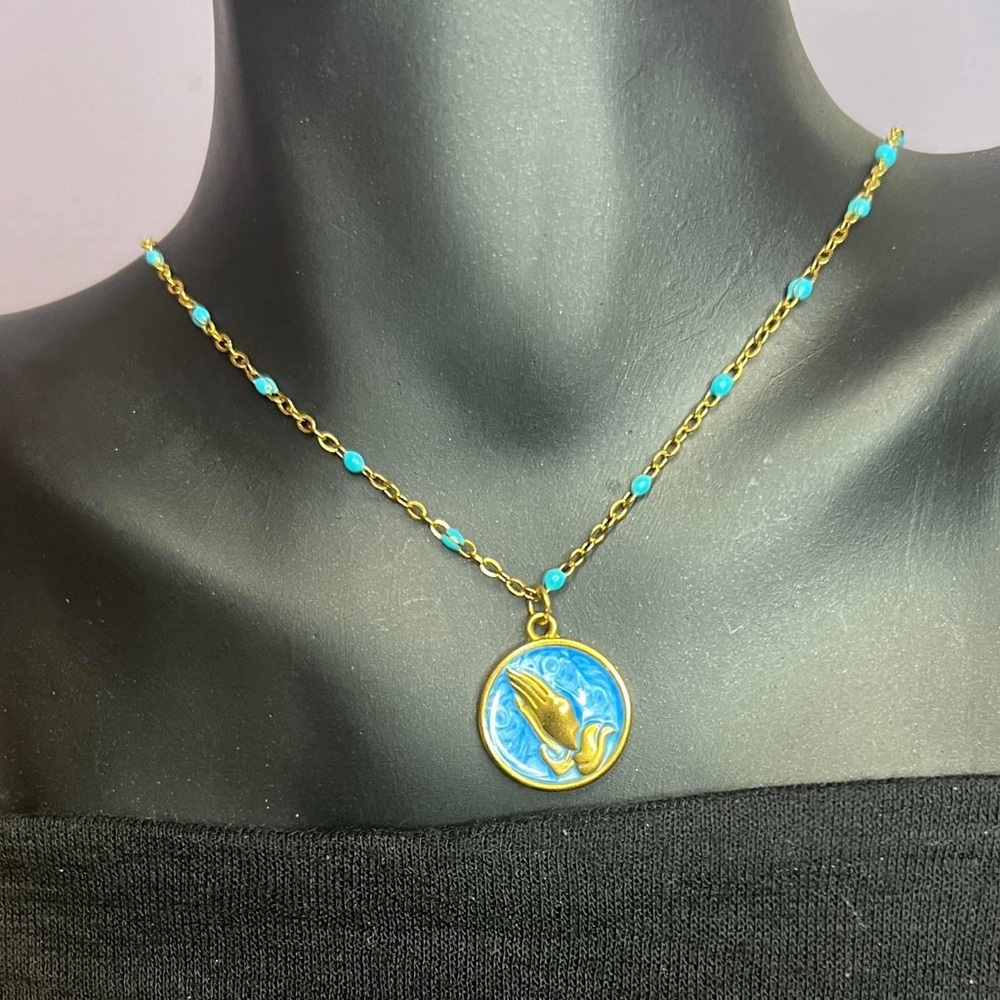 Prayer and Supplications Black Enamel Pendant and Necklace 🙏🏽🤍 - Picture 3 of 3